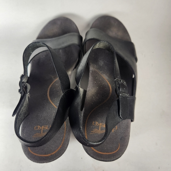 DANSKO Women's Tasha Sandal Size 10.5 EU 41 Black Leather Open Toe Shoe - Picture 4 of 9